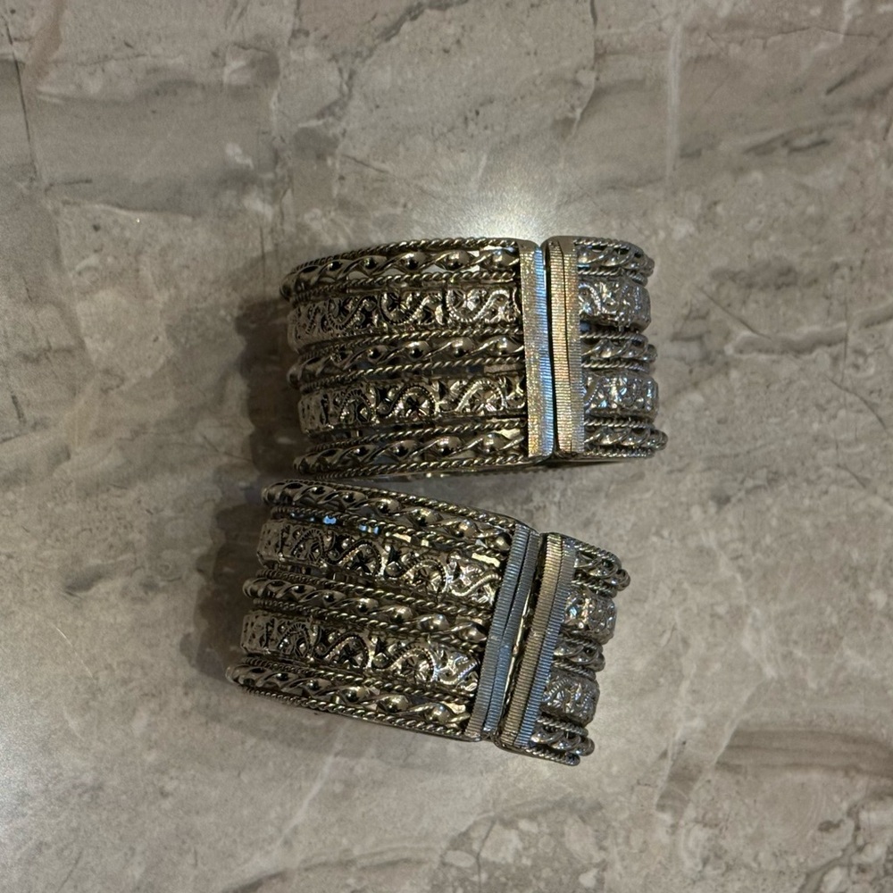 Silver Textured Cuff Bracelets - Picture 1 of 3